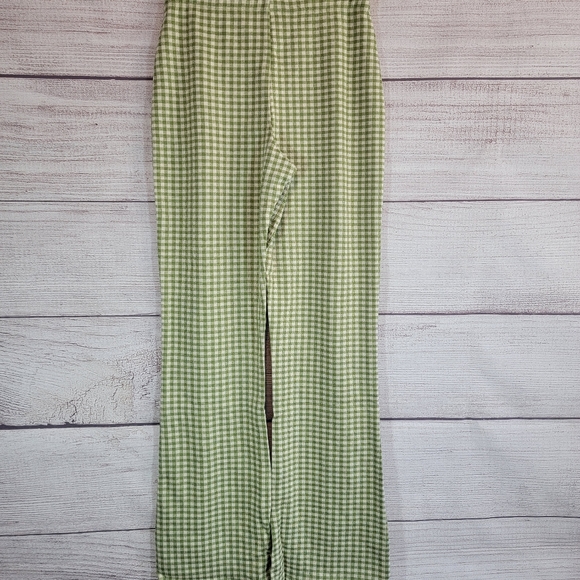 Urban Outfitters Naomi Flare Pants Green and White Checkered Size Small - Picture 4 of 6